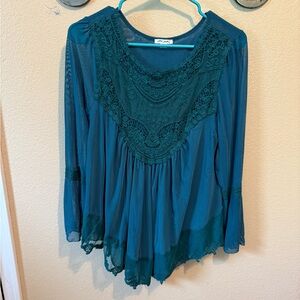 Elegant Teal Lace Blouse